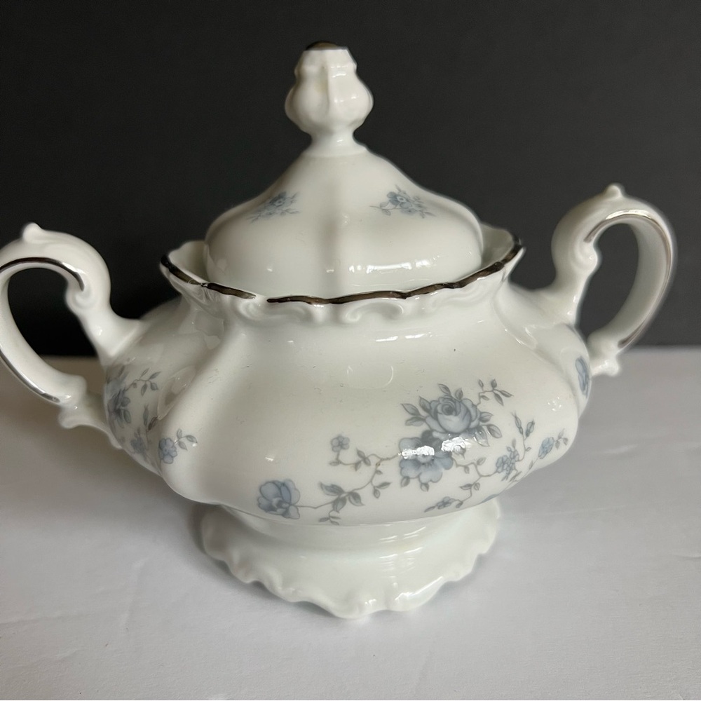 Johann Havilland Blue Garland Creamer and Sugar Bowl Set Bavaria Germany - Picture 7 of 14